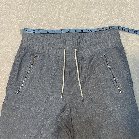 Athleta Cabo Linen Jogger Activewear Summer Pant in Chambray Blue Women's 2 - Picture 4 of 7